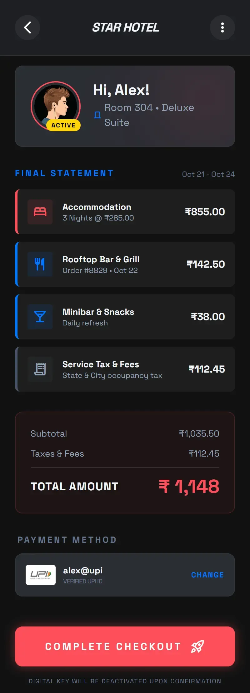 Branded guest app interface preview