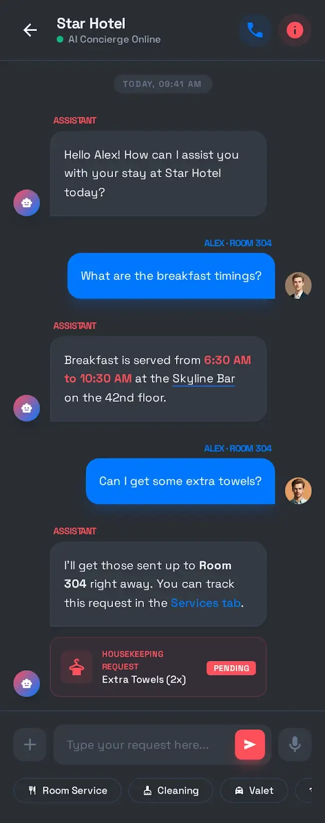 Branded guest app interface preview