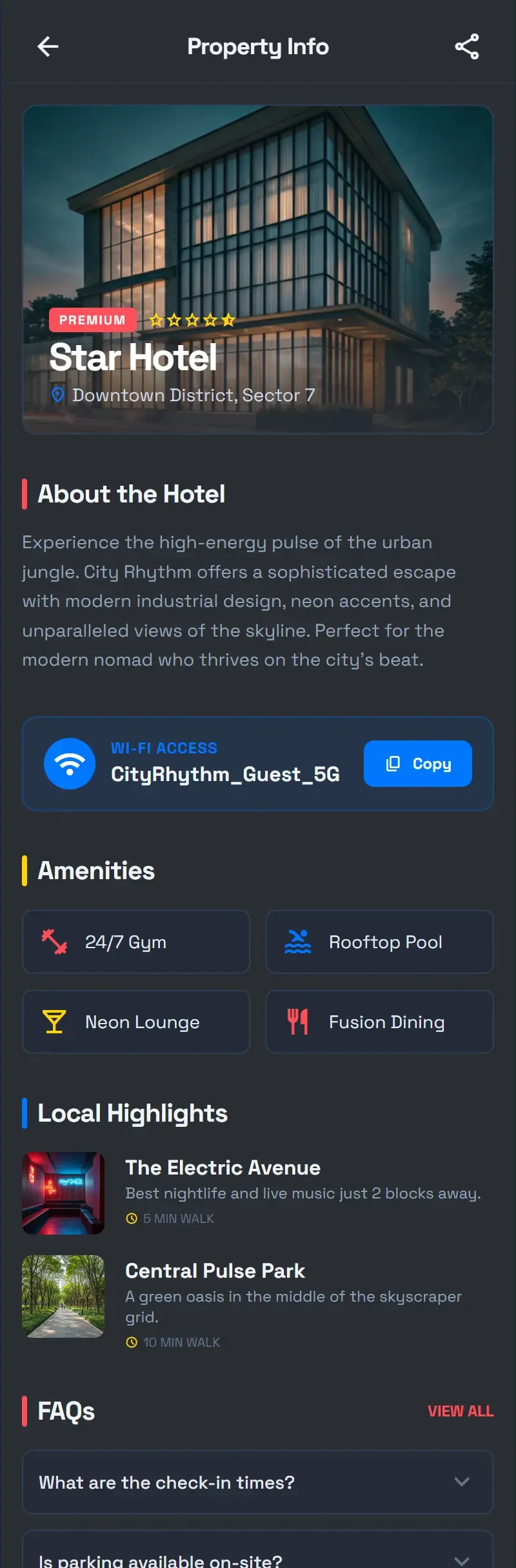 Branded guest app interface preview
